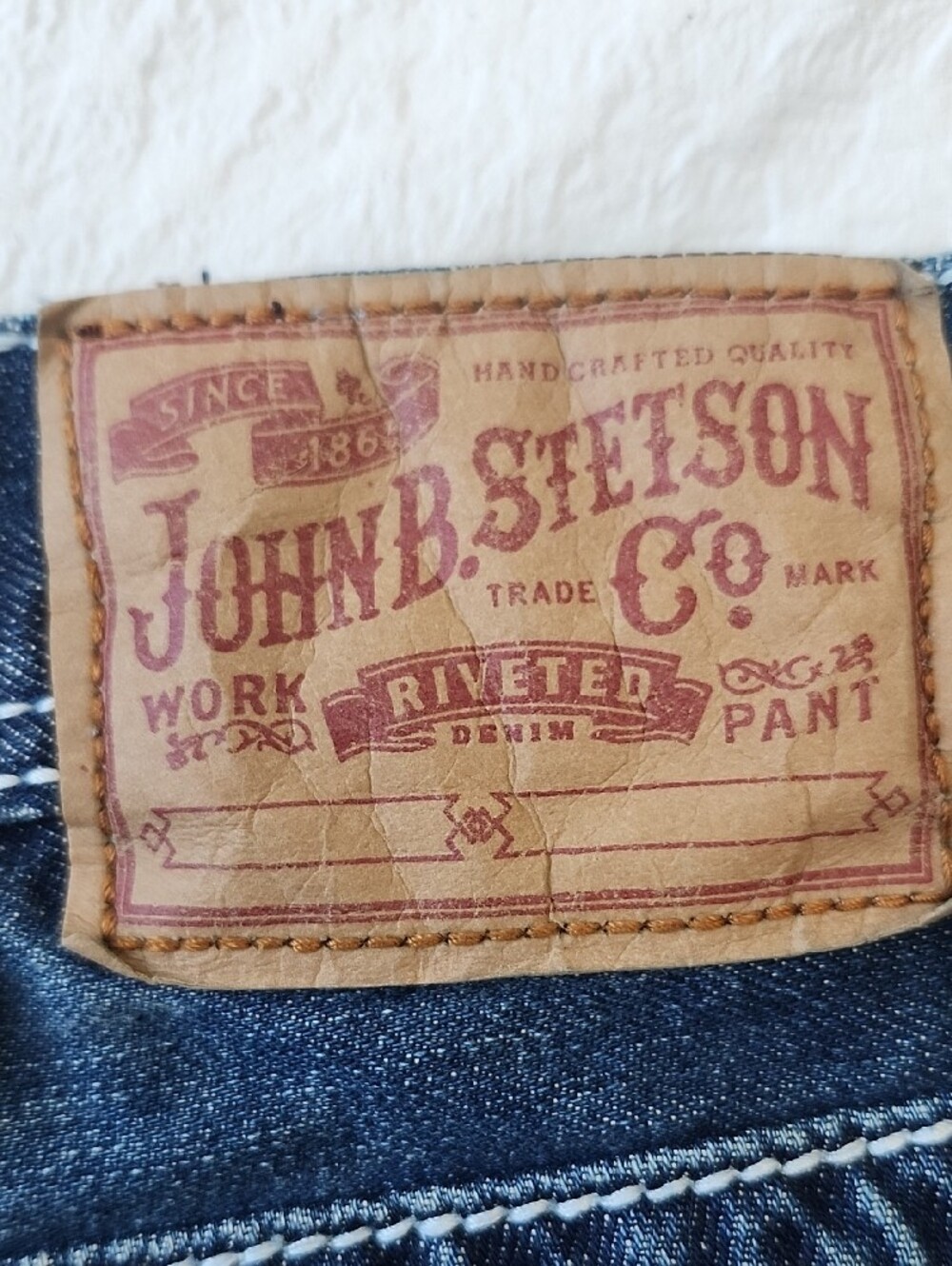 Stetson Men's Rocks Fit Bootcut Denim Jeans Thick Stitch Frayed X Size 38x38 - Picture 15 of 15